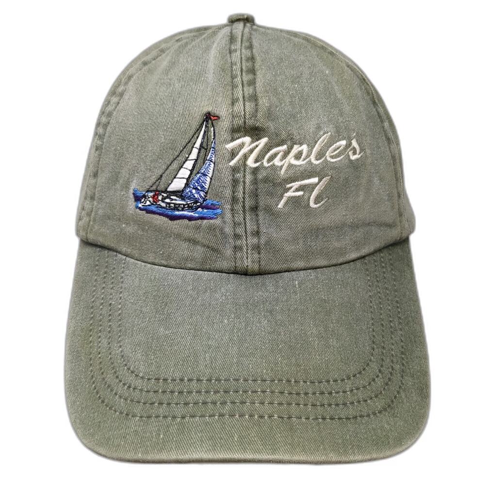 JHATS Naples Florida Sailboat Green One Size Baseball Cap Strapback Nautical Hat